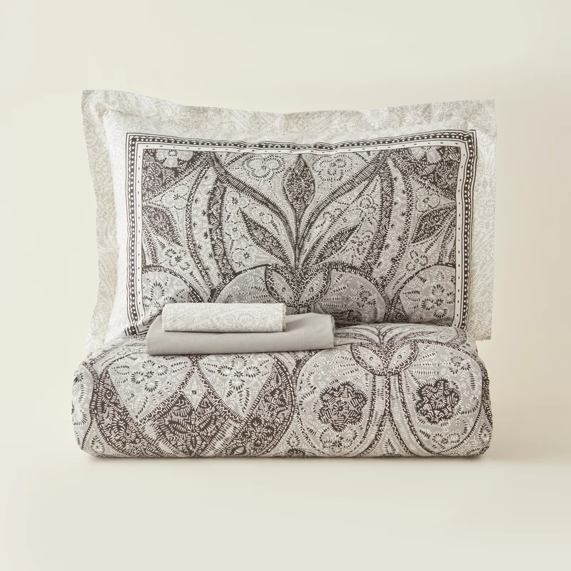 Karaca Santi Perkal-Bettbezug-Set, Doppelbett, Schwarz