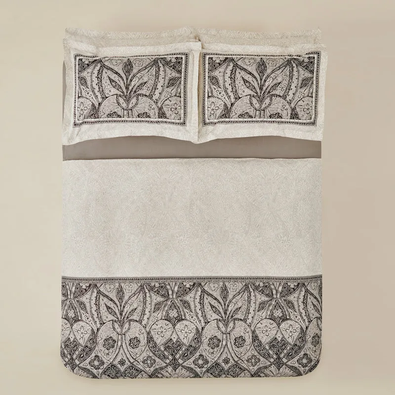 Karaca Santi Perkal-Bettbezug-Set, Doppelbett, Schwarz