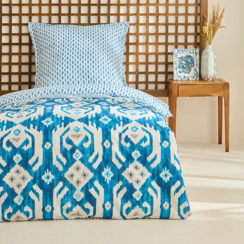 Karaca Neos Renforcé-Bettbezug-Set, Blau