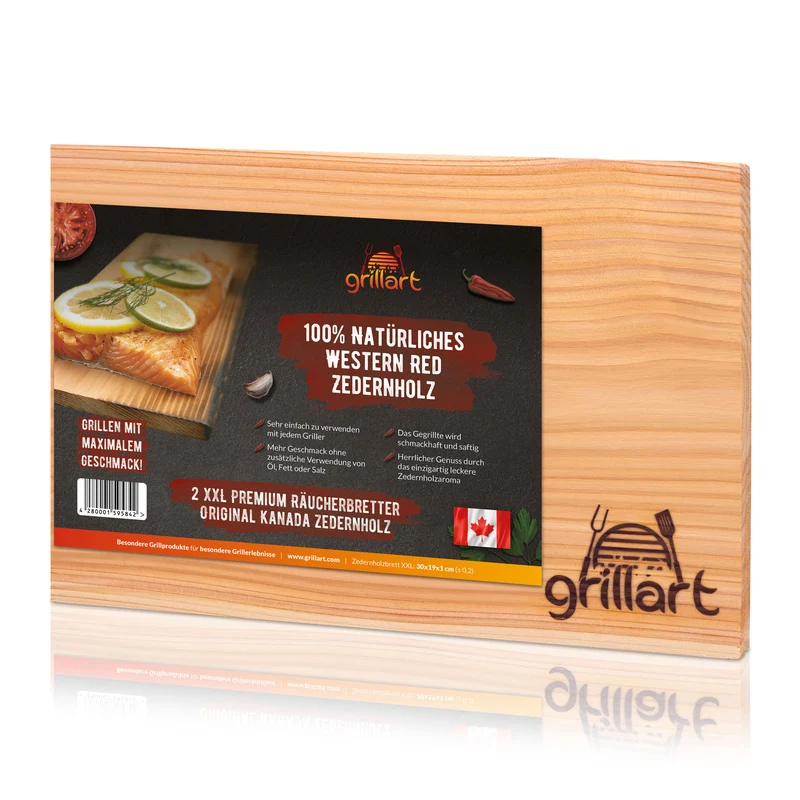 Zedernholzbretter zum Grillen – aus 100% natürlichem Western Red Zedernholz - 2er Set XXL 30 x 20 x 1 cm