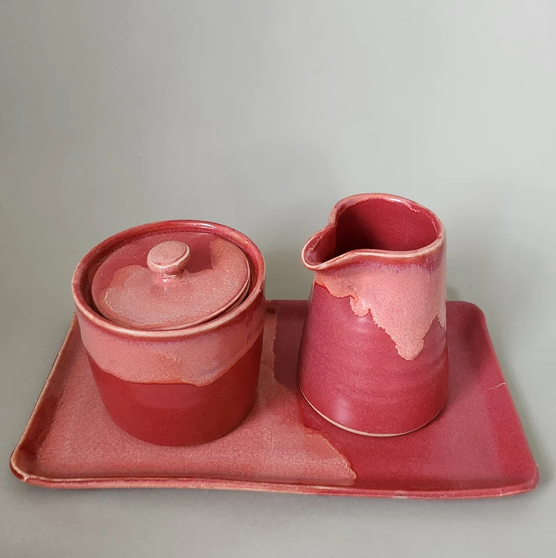 Set Kännchen mit Zuckerdose auf Tablett