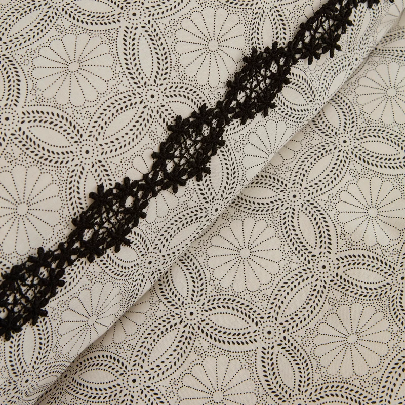 Karaca Rodeni Perkal-Bettbezug-Set, Schwarz