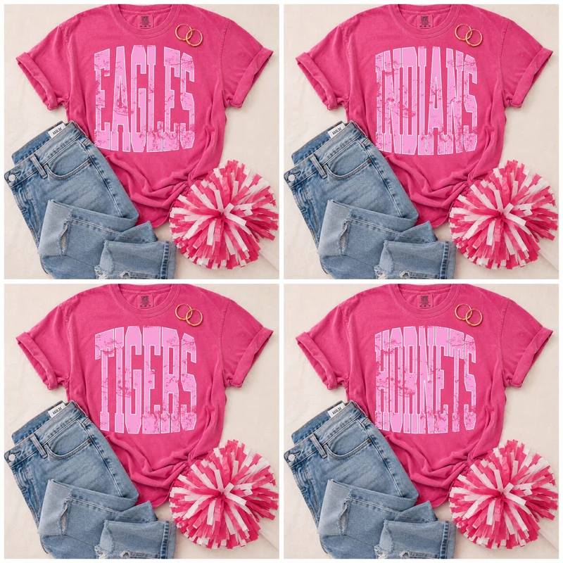ADULT Pink Vintage Mascot Tees