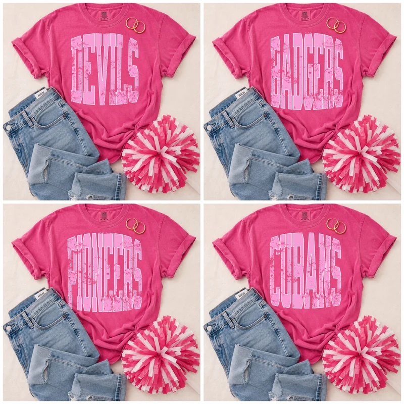 ADULT Pink Vintage Mascot Tees