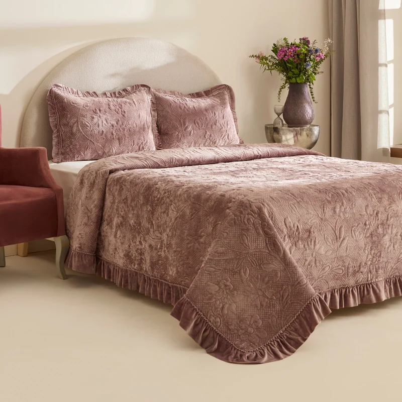 Karaca Audrey Tagesdecke, Einzelbett, Rose