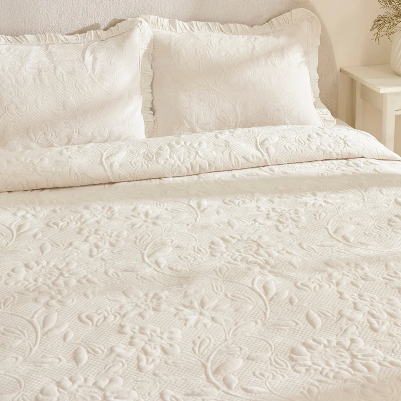 Karaca Audrey Tagesdecken-Set, Doppelbett, Ecru