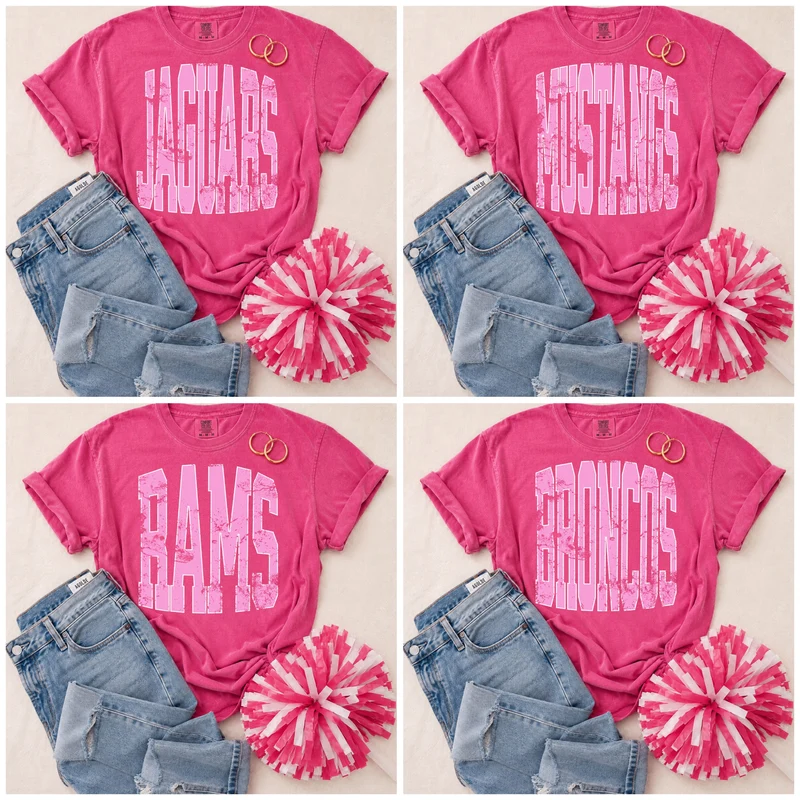 ADULT Pink Vintage Mascot Tees
