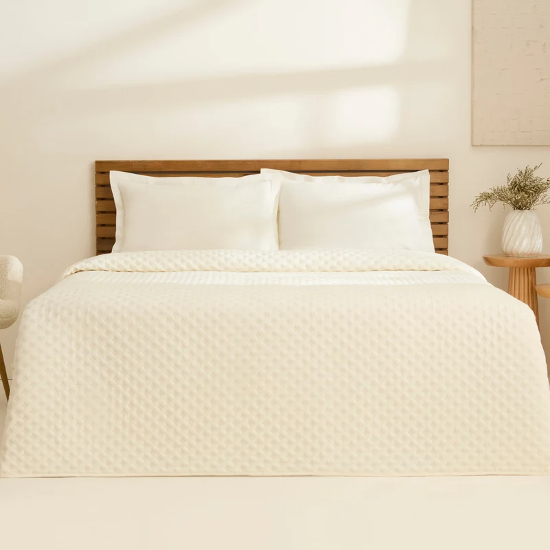 Karaca Ines Tagesdecken-Set, Doppelbett, Ecru
