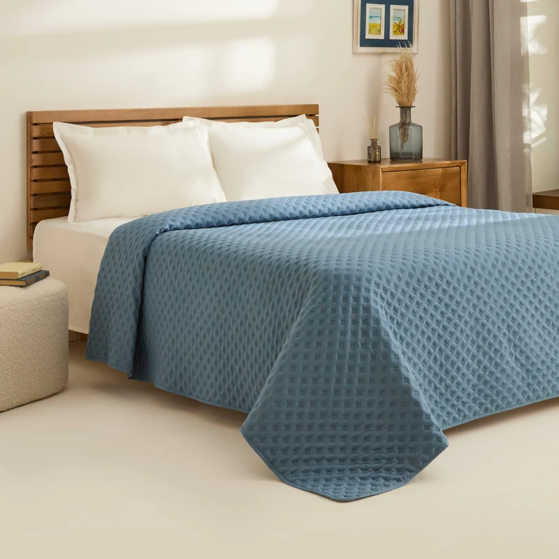 Karaca Ines Tagesdecken-Set, Doppelbett, Dunkelblau