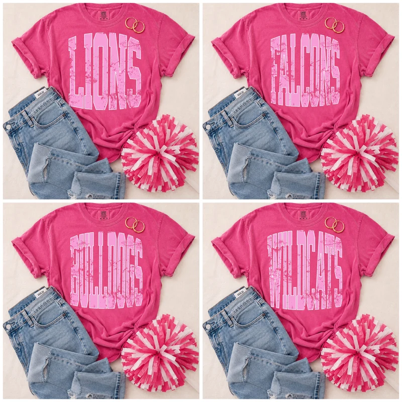 ADULT Pink Vintage Mascot Tees