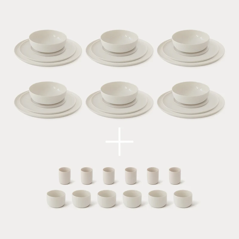 KAYA Entertaining Set - eggshell & shiny white