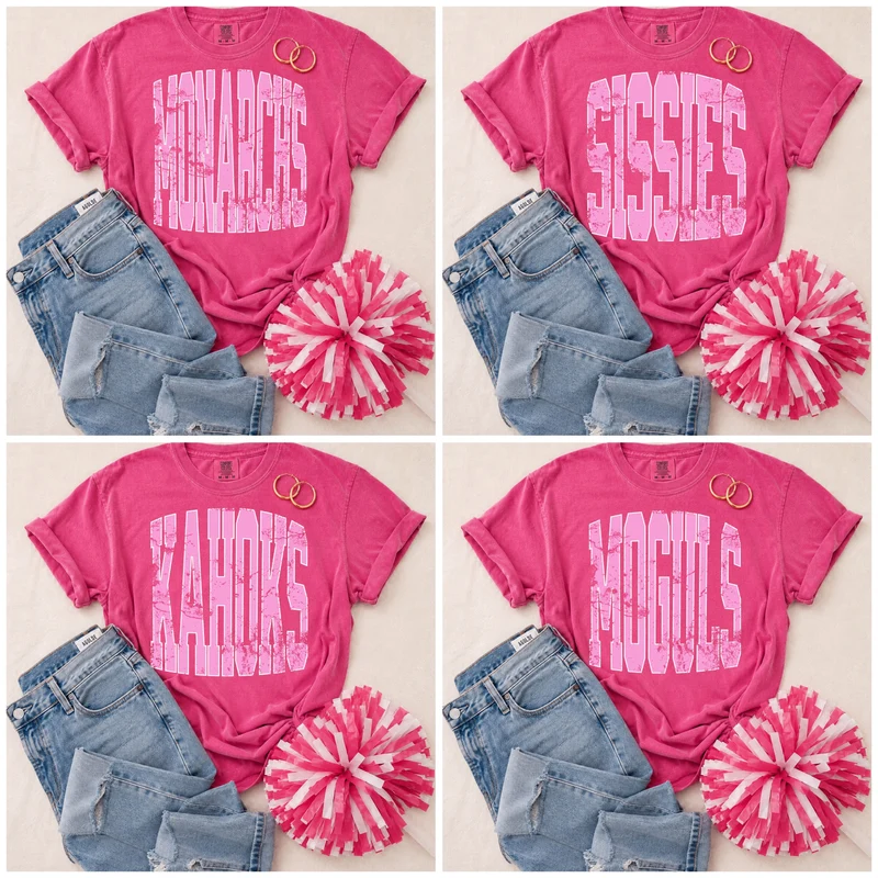 ADULT Pink Vintage Mascot Tees