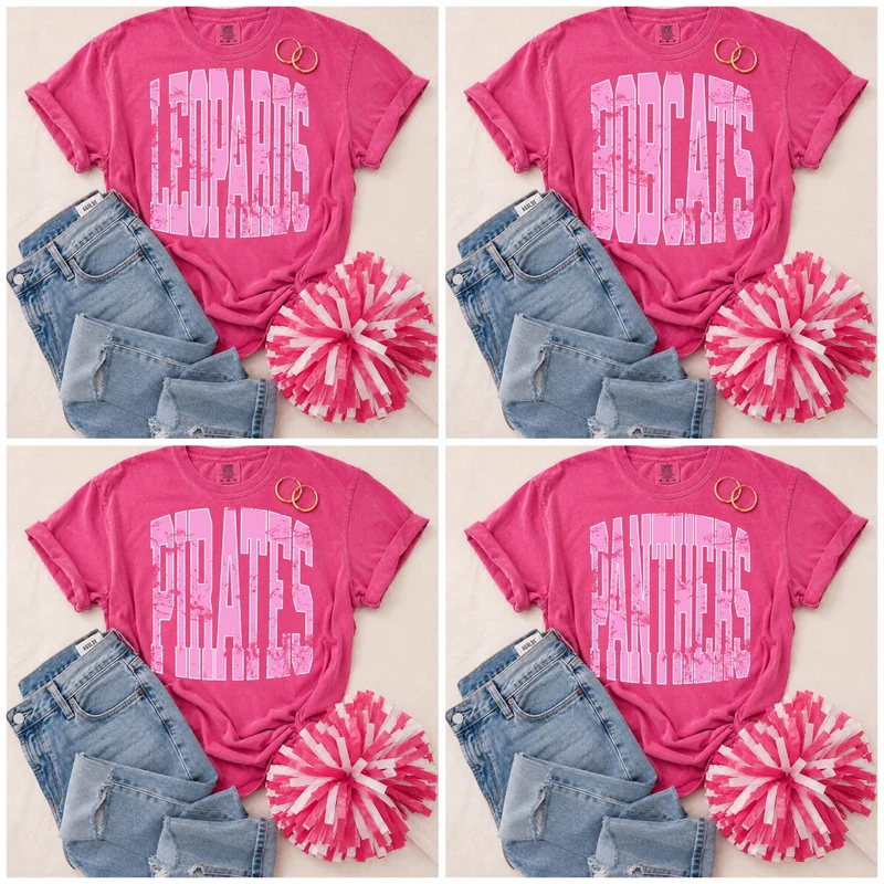 ADULT Pink Vintage Mascot Tees