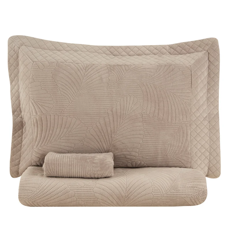 Karaca Lean Tagesdecken-Set, Doppelbett, Hellgrau