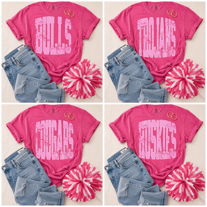 ADULT Pink Vintage Mascot Tees