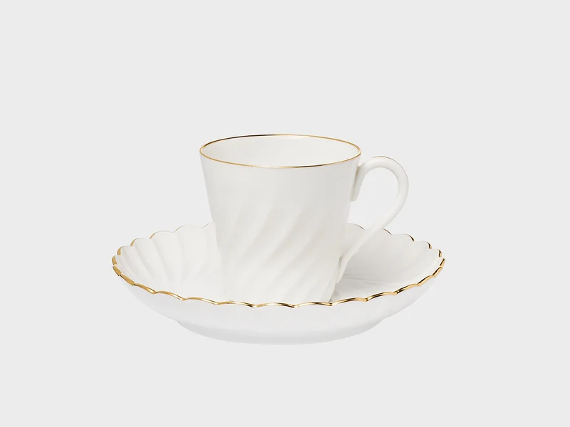 Espressotasse | Gerippt | Goldrand