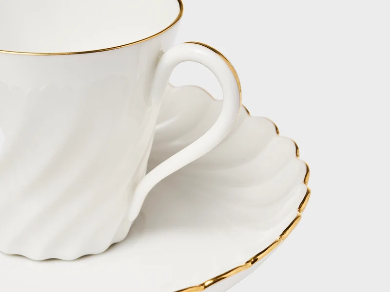 Espressotasse | Gerippt | Goldrand