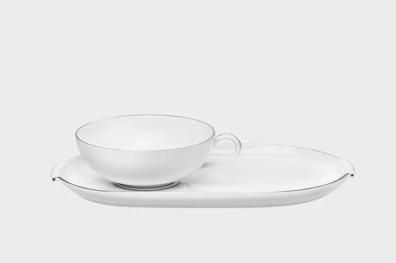 Teetasse inkl. Tablett | Lotos | Platinrand