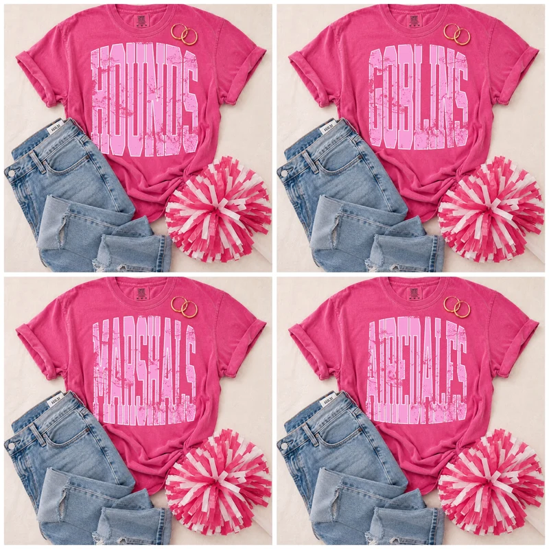 ADULT Pink Vintage Mascot Tees