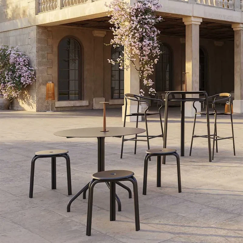 Outdoor Stackable Stool with Backrest SALÒ by Matteo Thun and Benedetto Fasciana for Unopiù