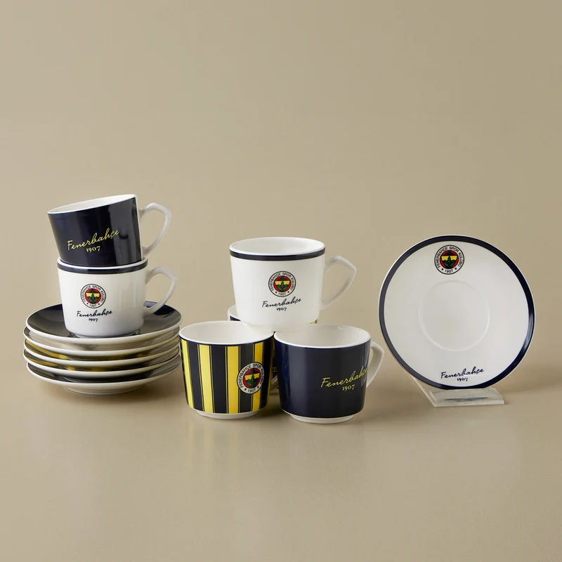 Karaca x Fenerbahçe Lizenziertes 6-Personen-Kaffeetassen-Set 80 ml