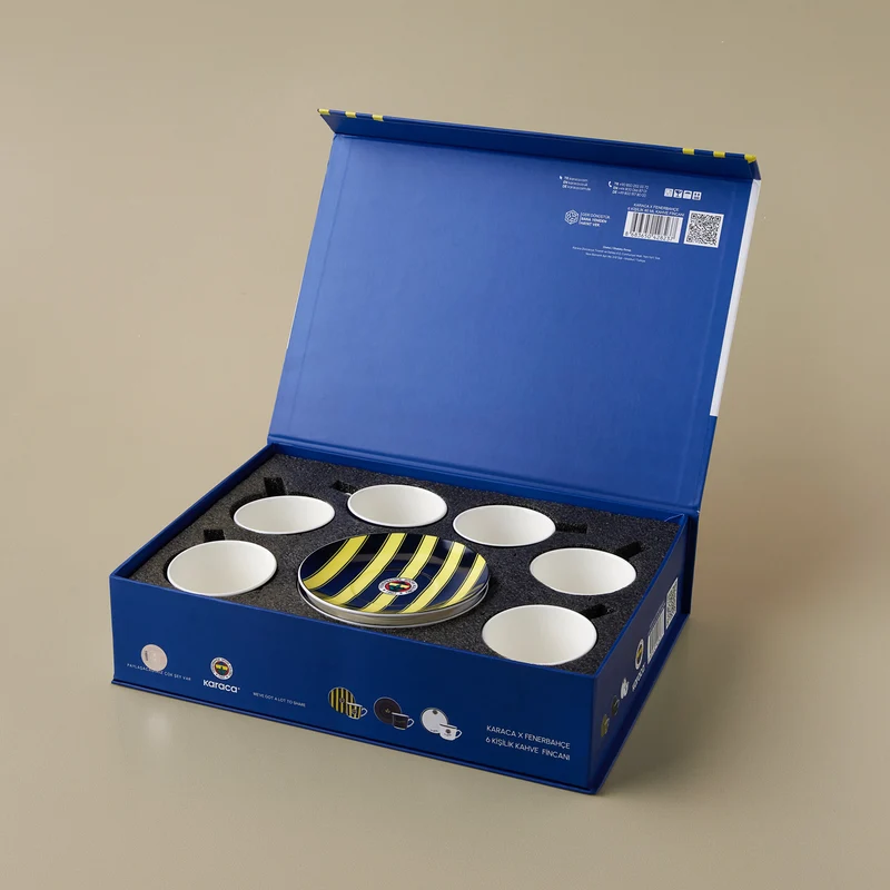 Karaca x Fenerbahçe Lizenziertes 6-Personen-Kaffeetassen-Set 80 ml