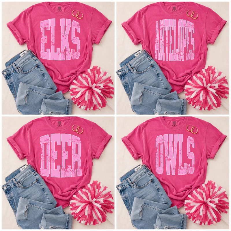 YOUTH Pink Vintage Mascot Tees