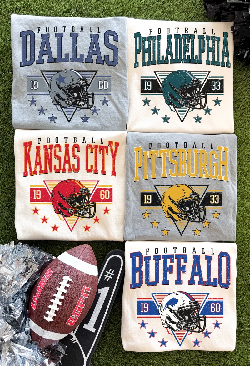 CLV, DEN, DET, GB, HOU NFL Teams Comfort Color Tees