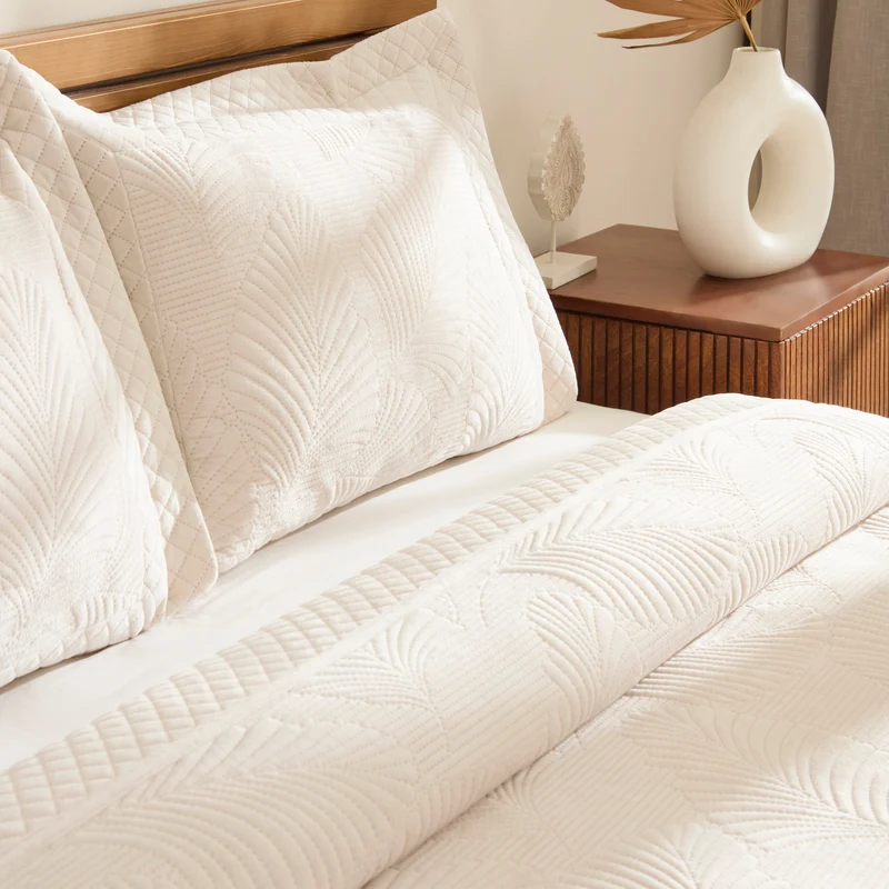 Karaca Lean Tagesdecke, Doppelbett, Ecru