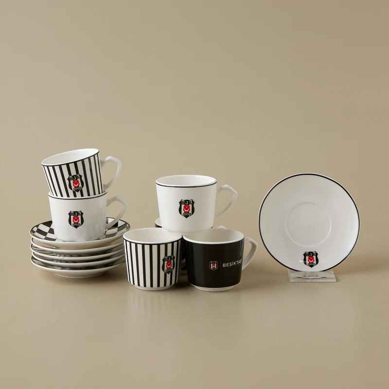 Karaca x Beşiktaş Lizenziertes 6-Personen-Kaffeetassen-Set 80 ml