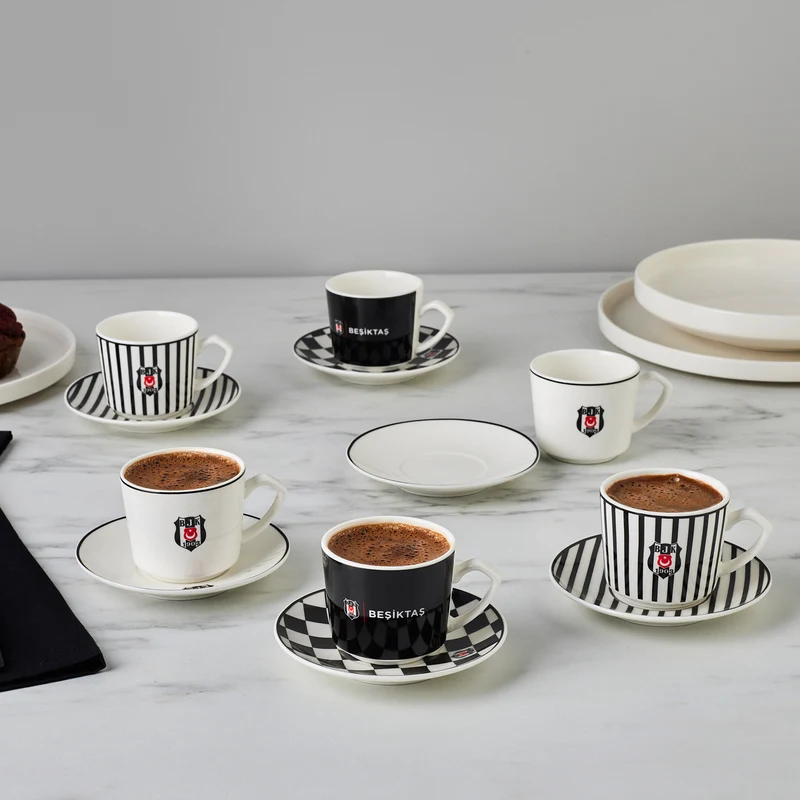 Karaca x Beşiktaş Lizenziertes 6-Personen-Kaffeetassen-Set 80 ml