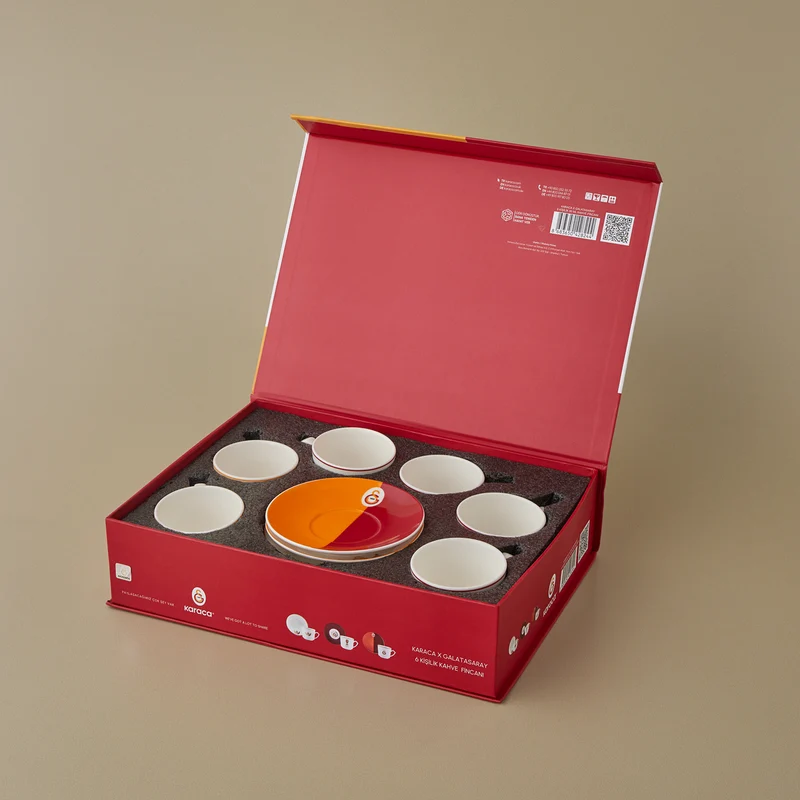 Karaca x Galatasaray Lizenziertes 6-Personen-Kaffeetassen-Set 80 ml