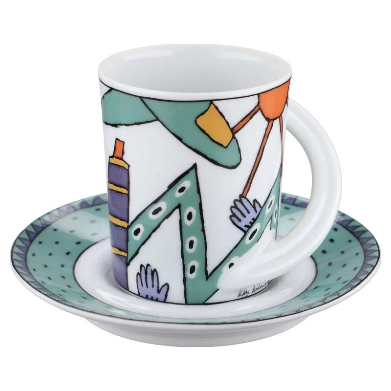 Mokkatasse Espressotasse mit Untertasse - Dekor L.A - Kitty Kahane