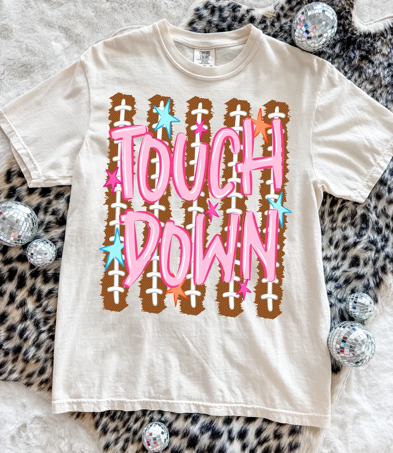 ADULT Touchdown Football Stripes Stars Tee