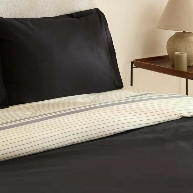 Karaca Marta Bettbezug-Set aus 100 % türkischer Baumwolle, Doppelbett, Schwarz