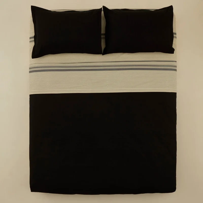 Karaca Marta Bettbezug-Set aus 100 % türkischer Baumwolle, Doppelbett, Schwarz