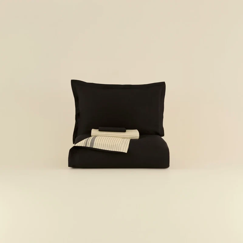 Karaca Marta Bettbezug-Set aus 100 % türkischer Baumwolle, Doppelbett, Schwarz