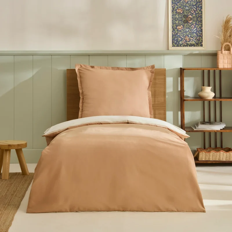 Karaca Vera Bettbezug-Set aus 100 % türkischer Baumwolle, Doppelbett, Beige