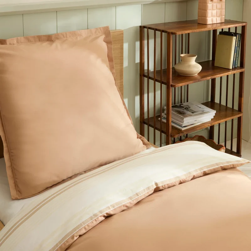 Karaca Vera Bettbezug-Set aus 100 % türkischer Baumwolle, Doppelbett, Beige