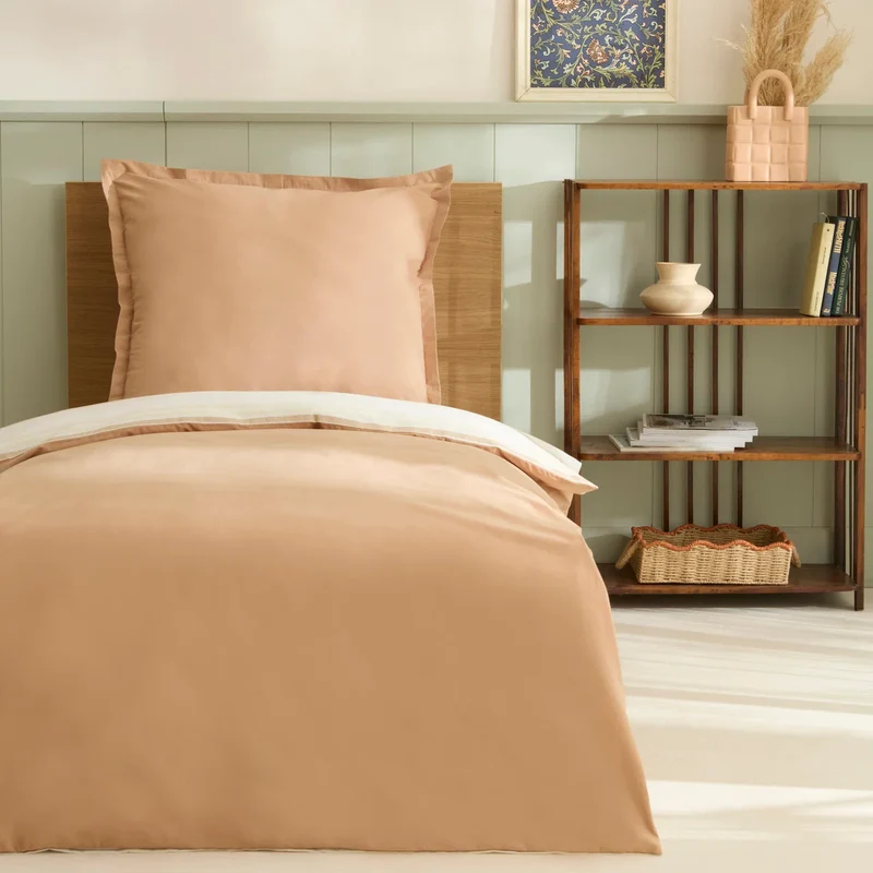 Karaca Vera Bettbezug-Set aus 100 % türkischer Baumwolle, Doppelbett, Beige