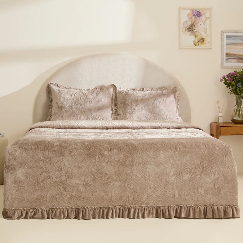 Karaca Audrey Tagesdecke-Set, Doppelbett, Grau