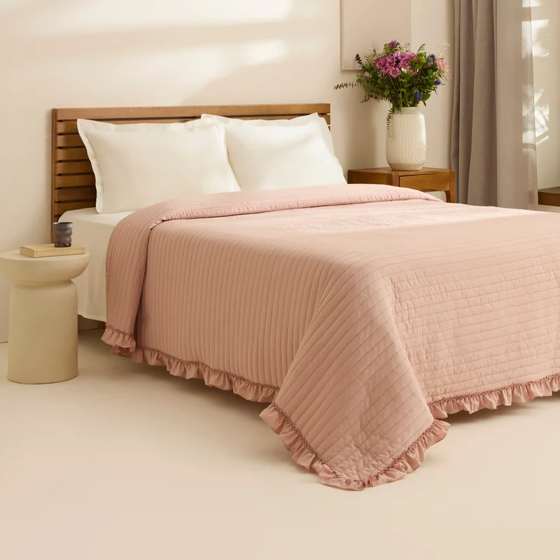 Karaca Freya Tagesdecke, Einzelbett, Puderrosa