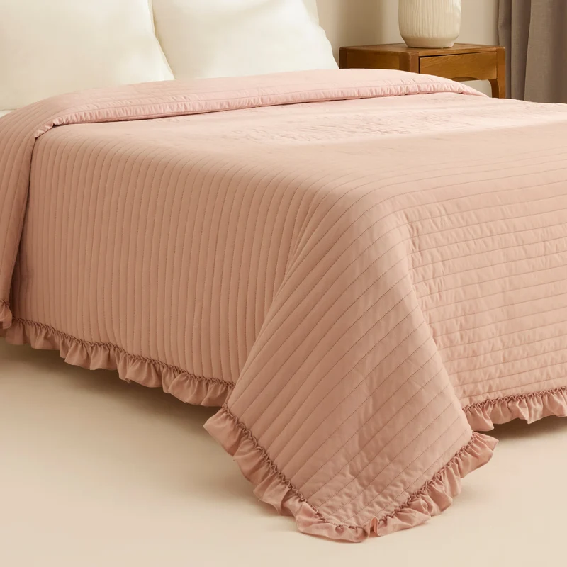 Karaca Freya Tagesdecke, Einzelbett, Puderrosa
