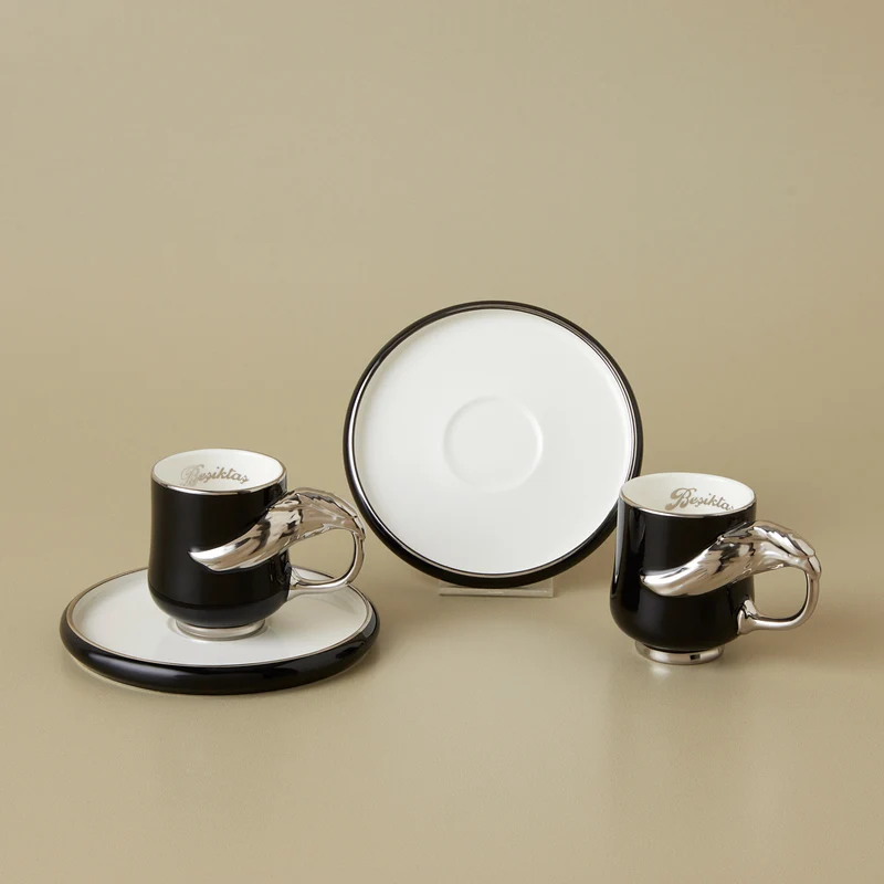 Karaca x Beşiktaş Lizenziertes 2-Personen-Kaffeetassen-Set 90 ml