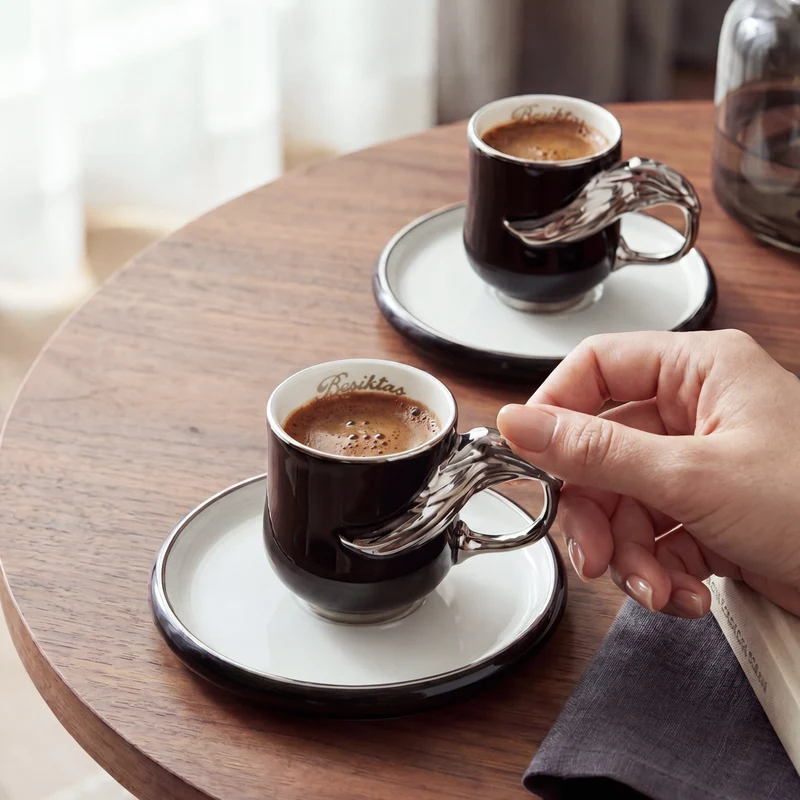 Karaca x Beşiktaş Lizenziertes 2-Personen-Kaffeetassen-Set 90 ml