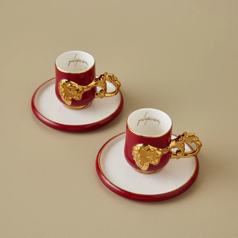 Karaca x Galatasaray Lizenziertes 2-teiliges Kaffeetassen-Set, 90ML