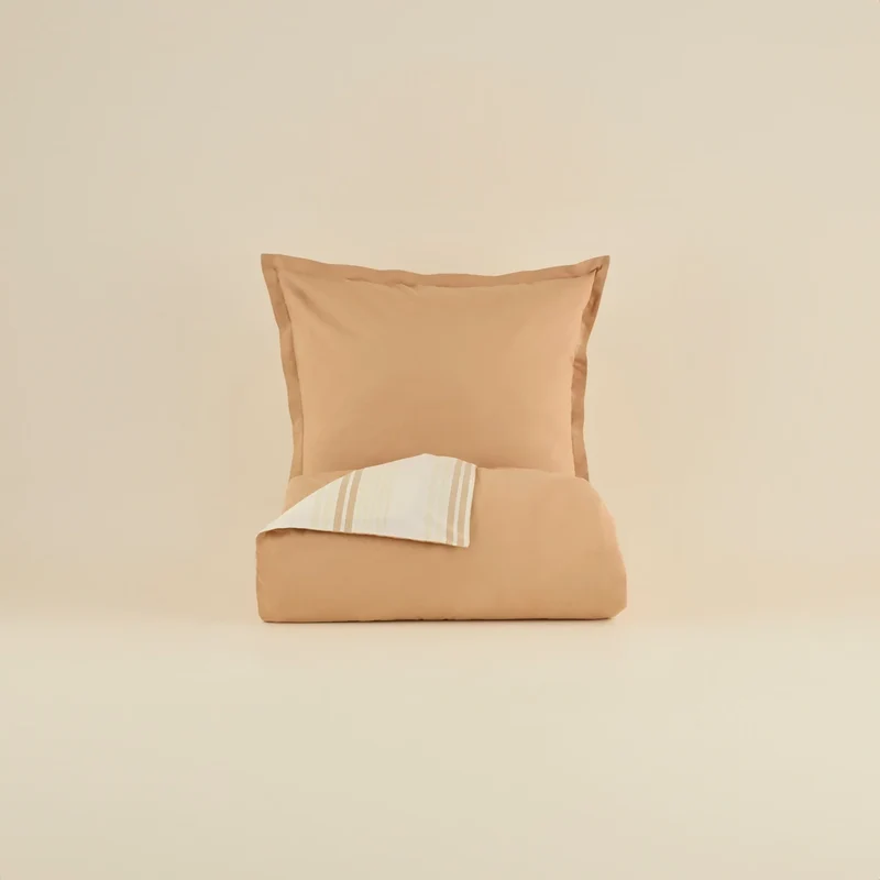 Karaca Vera Bettbezug-Set aus 100 % türkischer Baumwolle, Einzelbett, Beige