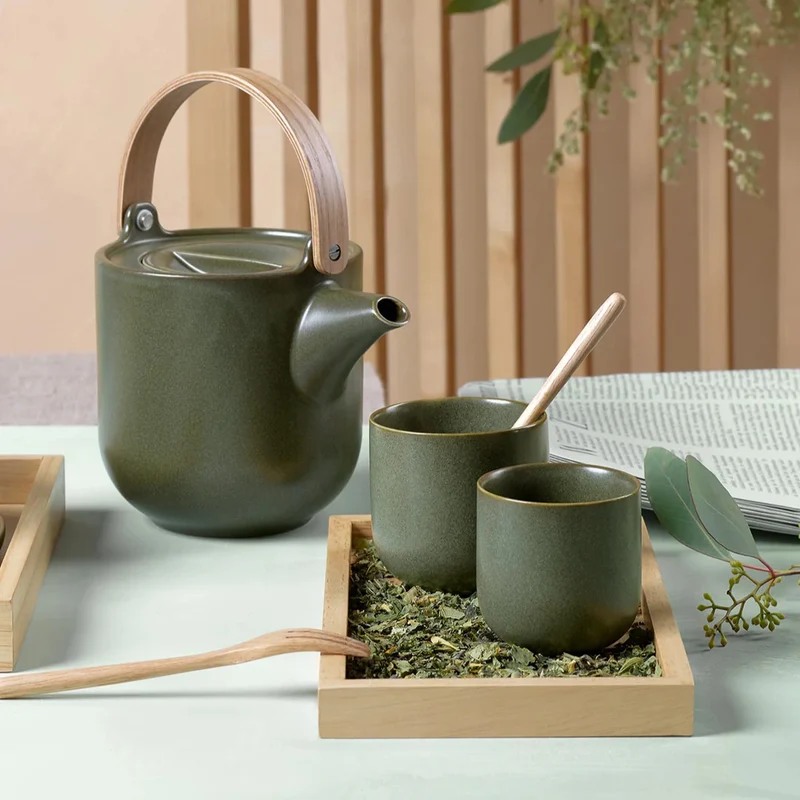 Teekanne mit Holzgriff, nori, 0,6 l. | 19371192 | Porzellan