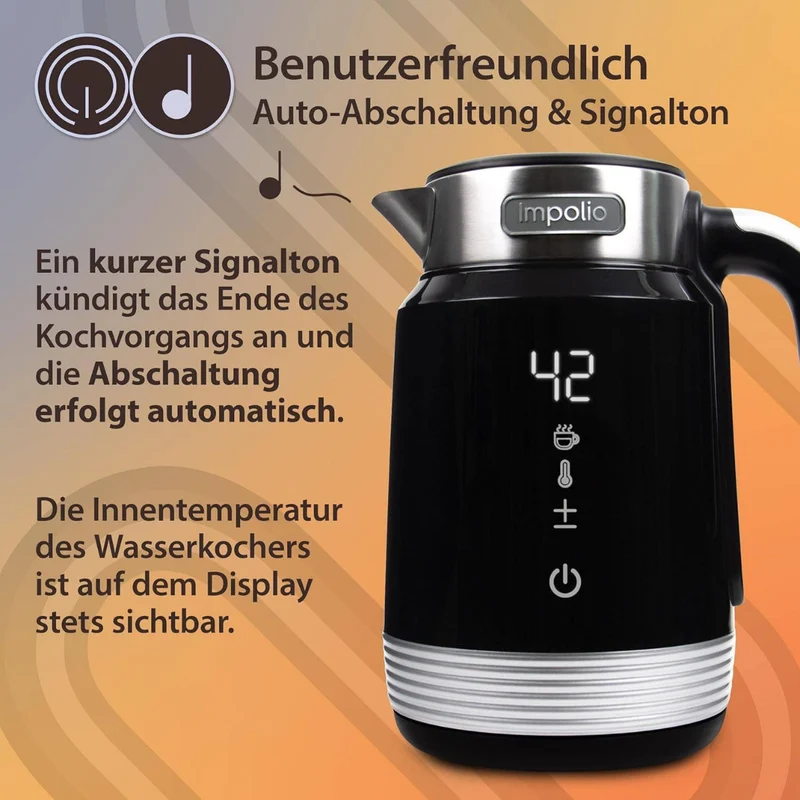 Retro Novo Wasserkocher | Doppelwandig | Edelstahl 1.7 Liter | 2200W |