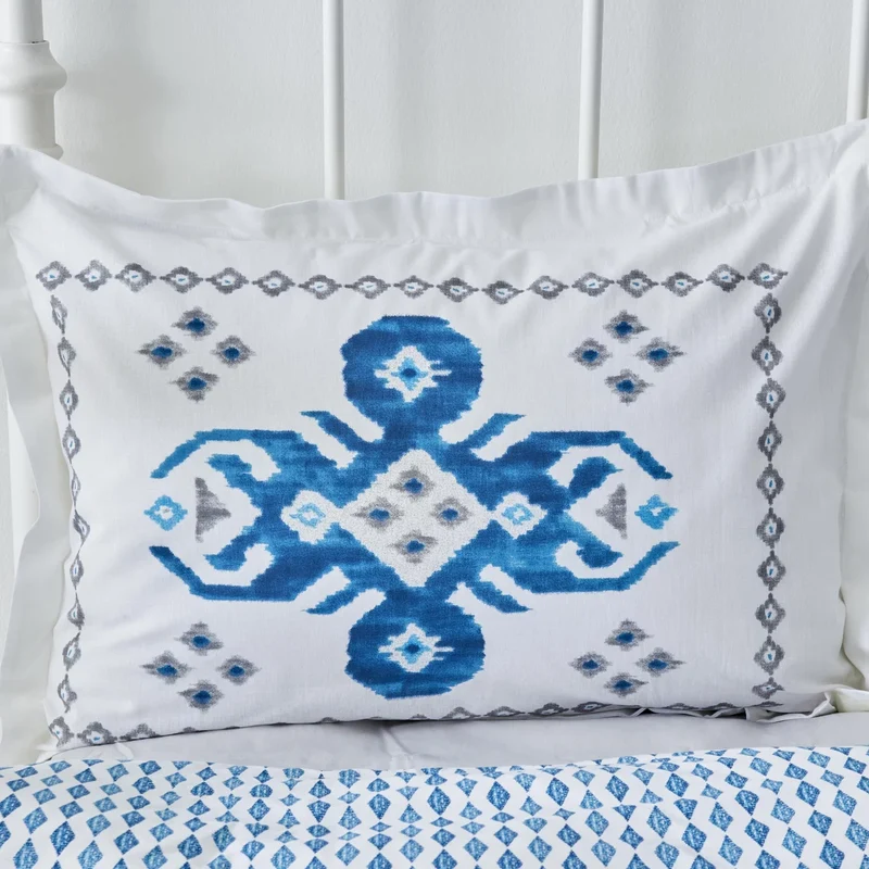 Karaca Neos Bettbezug-Set aus 100 % türkischer Baumwolle, Doppelbett, Blau